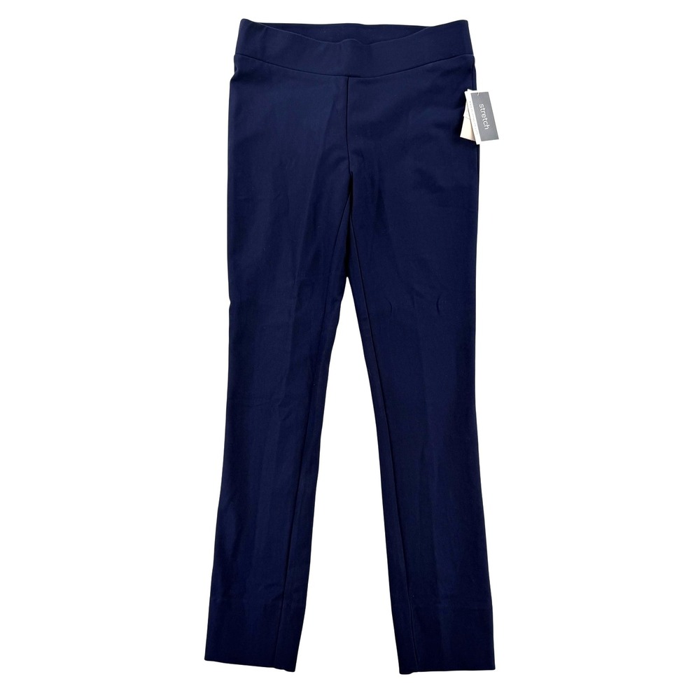 ECI New York Dress Pants Womens Small Blue Ponte Pull‎ On Slim Stretch NWT